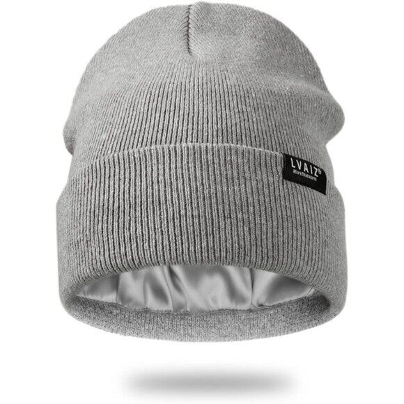 🆕 Women Grey Winter Beanie Hats Unisex Cotton Knitted Cuffed Slouchy Skull Cap - Picture 1 of 8